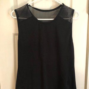 Black Athleta Tank with Sheer Upper Back